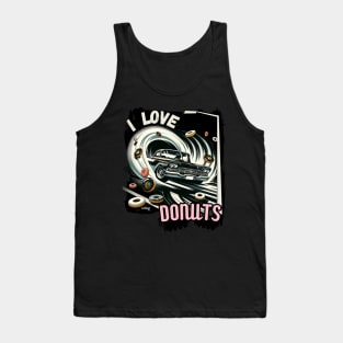 I Love Donuts - Classic American Muscle Car - Hot Rod and Rat Rod Rockabilly Retro Collection Tank Top